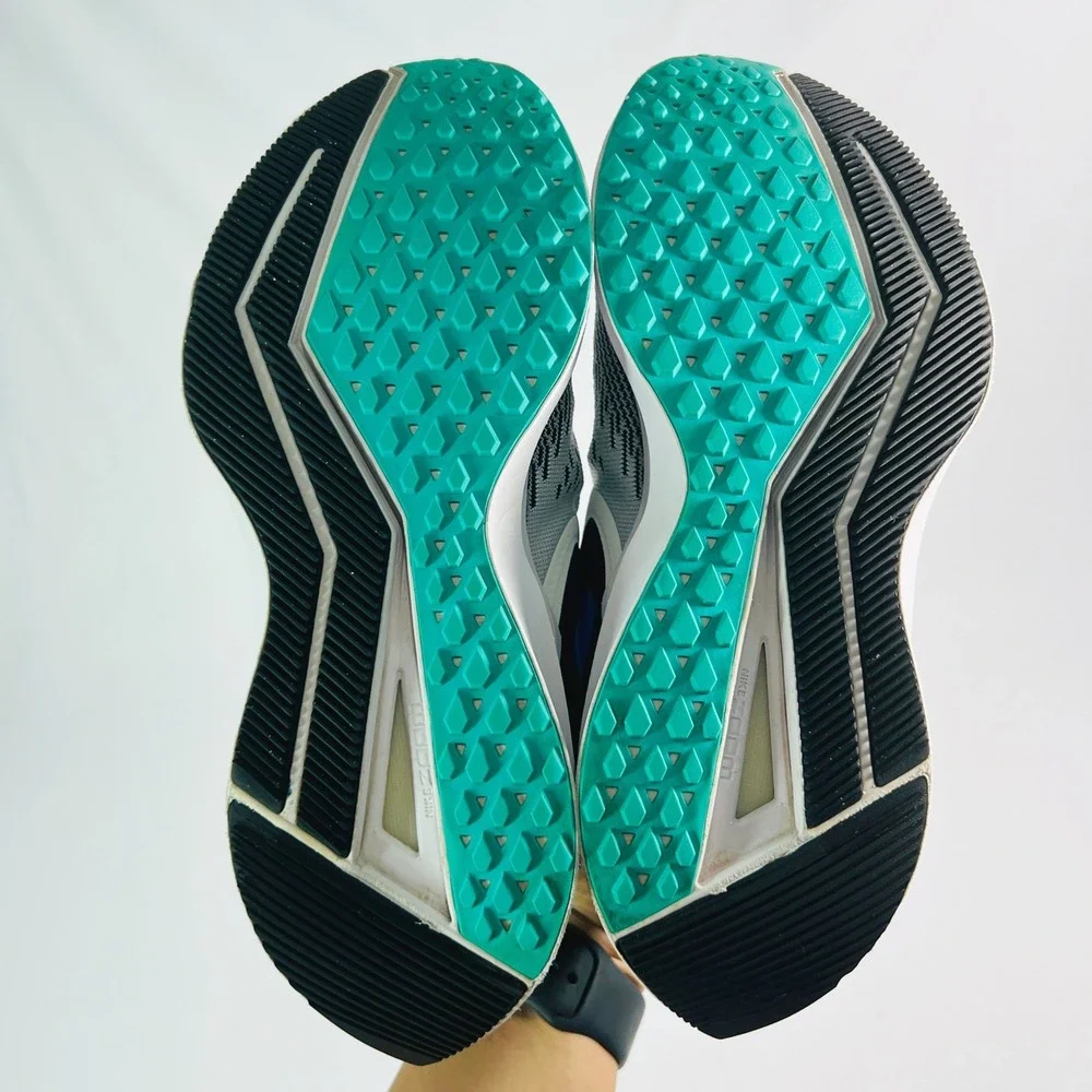 Nike Air Zoom Winflo 6 Black White Oracle Aqua‎ Women 8.5 Running Shoes AQ8228